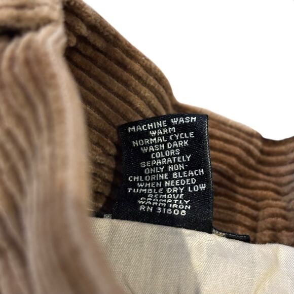 Jos. A Bank Corduroy Pants Men's 34x32 Tan Brown Pleated Cotton Cuffed Trousers - Picture 5 of 7